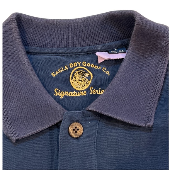 Eagle Dry Goods Co. 100% Silk, Mens, Short Sleeve Polo, Color Blue, Large - Picture 3 of 10